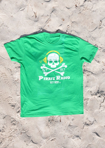 Green Short Sleeve T-Shirt w/ Yellow Headphones #1024